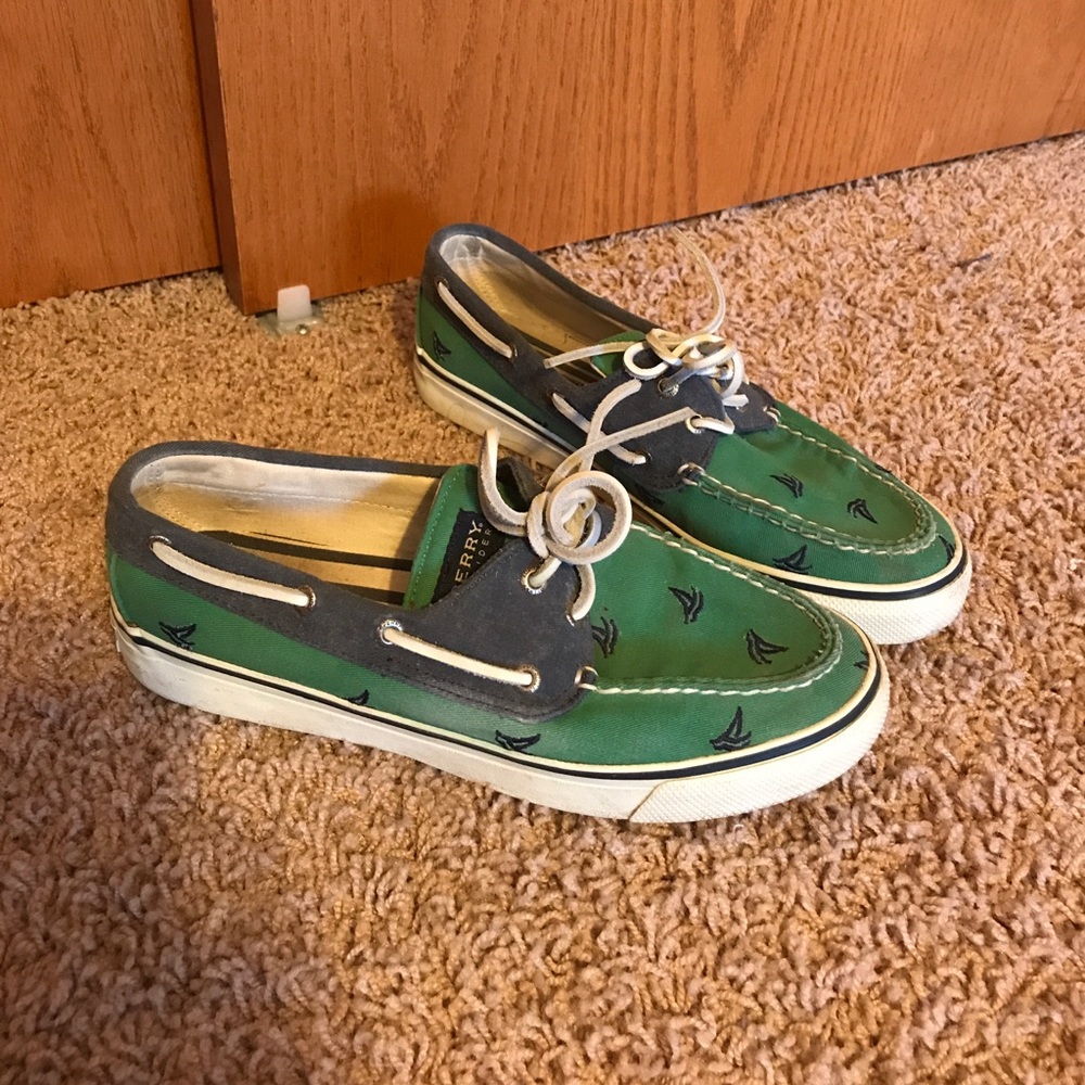 Green and Blue Sperry Top-Siders.